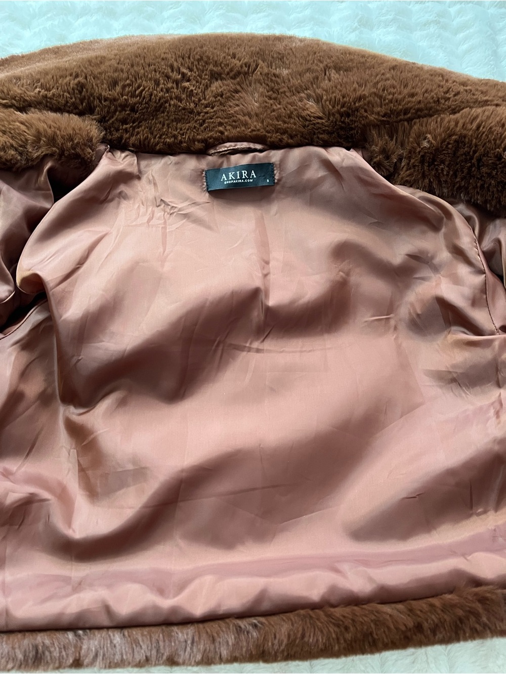 AKIRA Women’s Plush Chocolate Brown Cropped Jacket - Picture 3 of 5